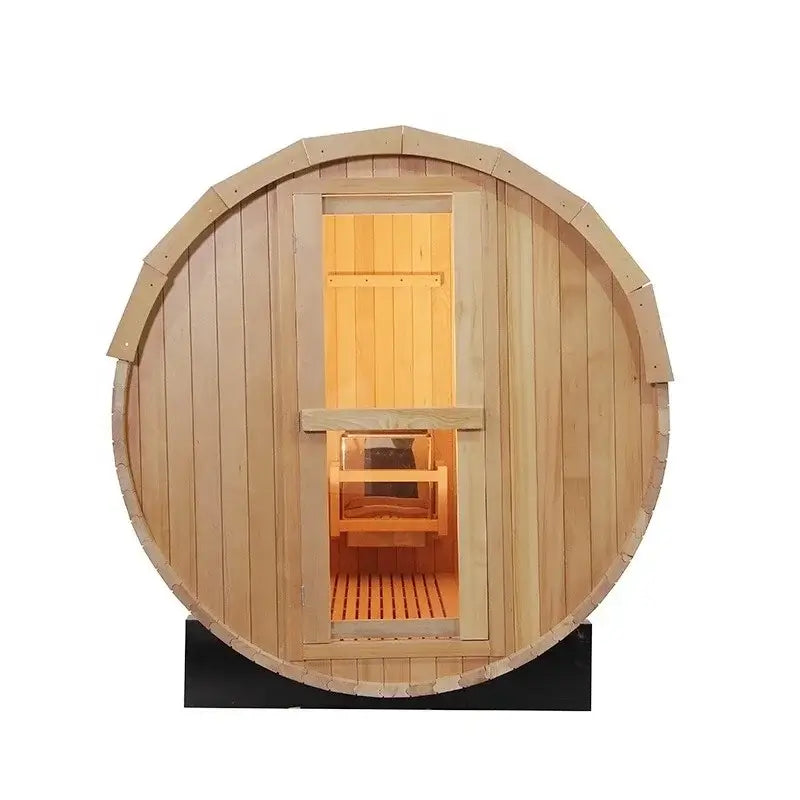 CenturaHeat 4-6 Person Outdoor Wood Barrel Sauna door front