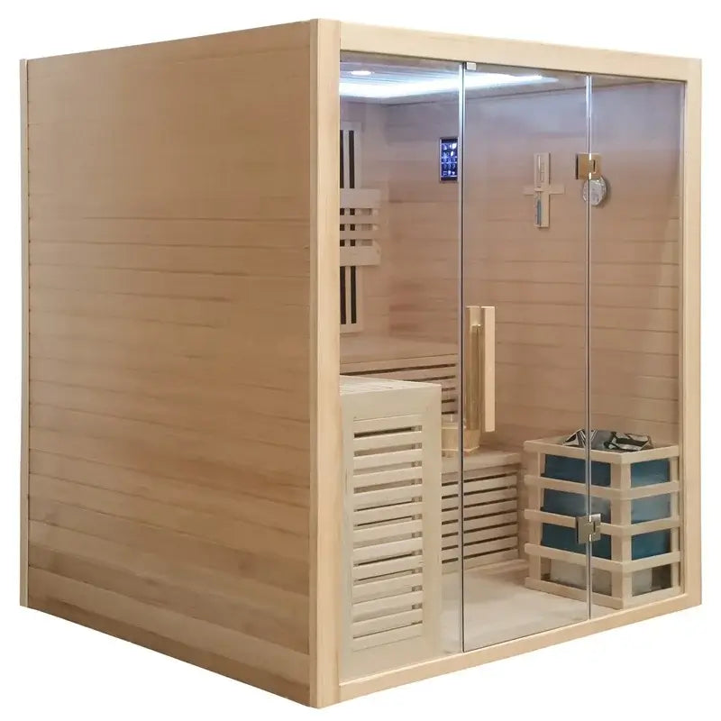 CenturaHeat 4 Person Combination Bio Indoor Sauna - 6400W GLASS DOOR