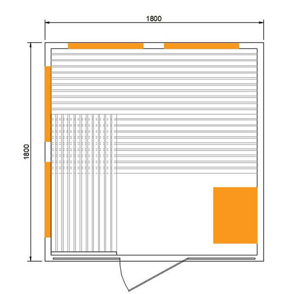 CenturaHeat 4 Person Combination Bio Indoor Sauna - 6400W DIMENSIONS SIZE