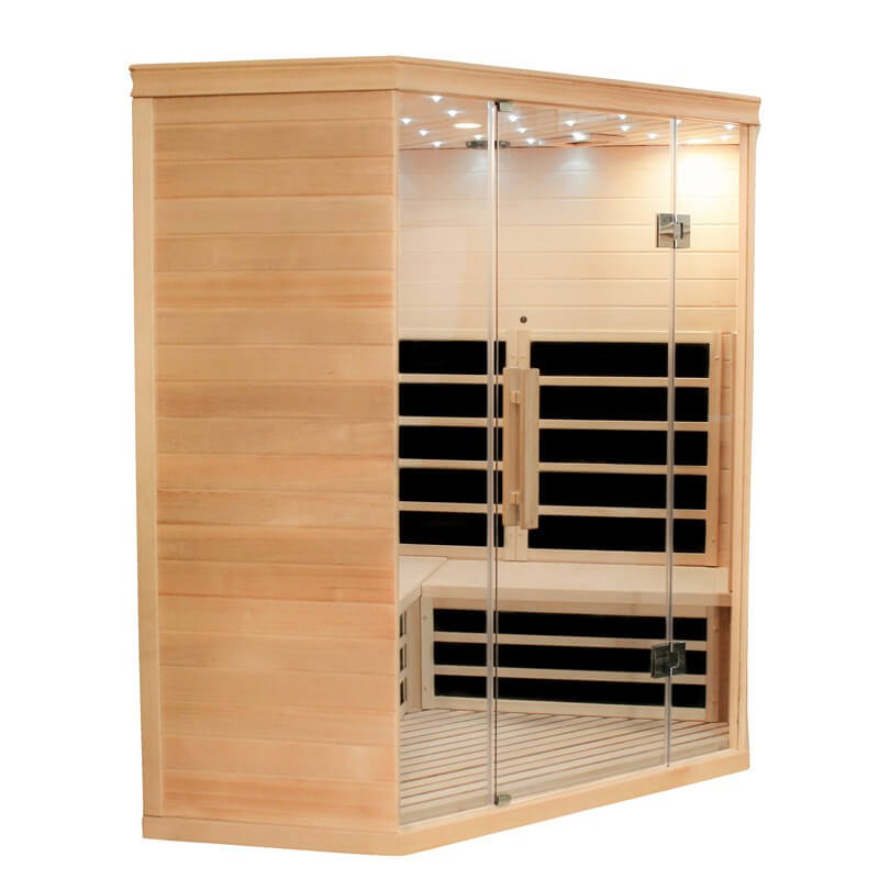 CenturaHeat 4-5 Person Infrared Diamond Corner Sauna glass door