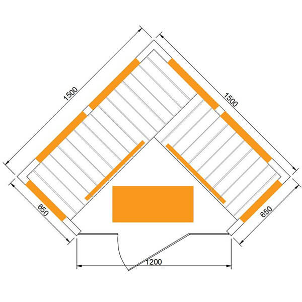 CenturaHeat 4-5 Person Infrared Diamond Corner Sauna dimensions