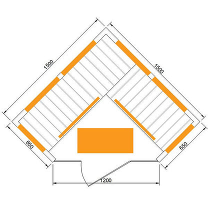 CenturaHeat 4-5 Person Infrared Diamond Corner Sauna dimensions