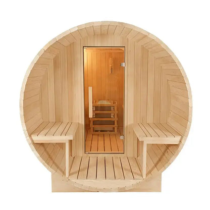 CenturaHeat 4-6 Person Outdoor Hemlock Wood Barrel Sauna