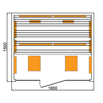 2 Person Infrared Light Relax Sauna - Premium Range dimensions