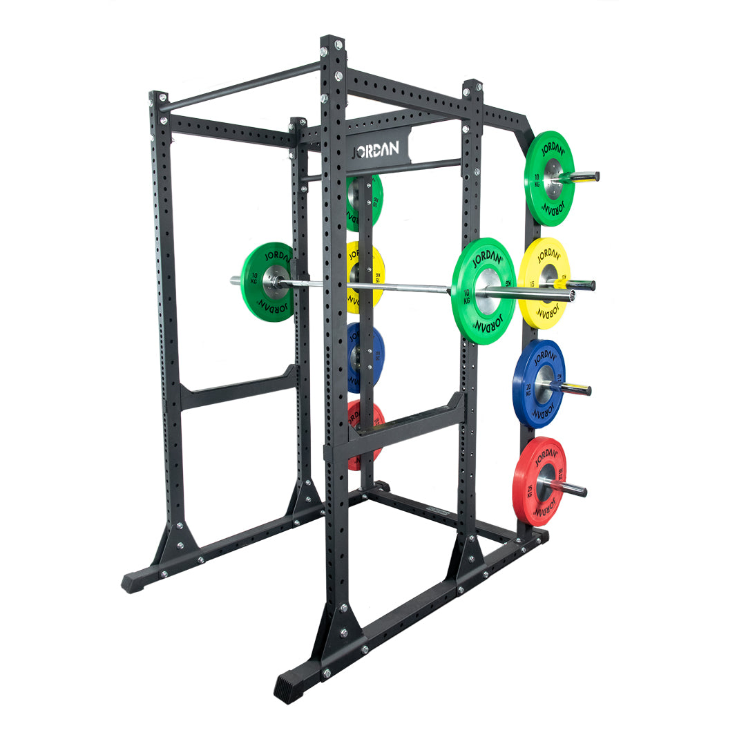 HELIX Power Rack [LTR] (Freestanding) with Weight Storage Attachment – coloured bumpers