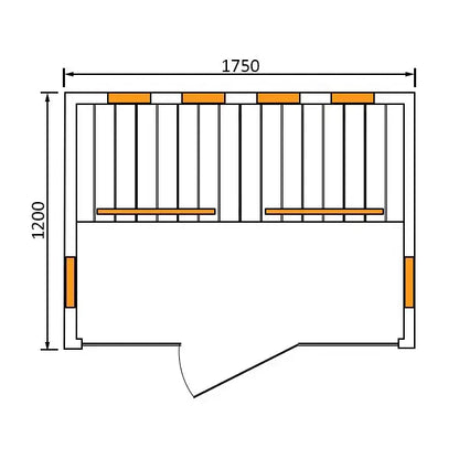 CenturaHeat 4 Person Glass Sauna Room dimensions size