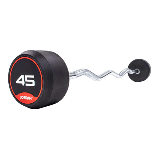 Rubber Barbell Set - Curl Bar (Red)
