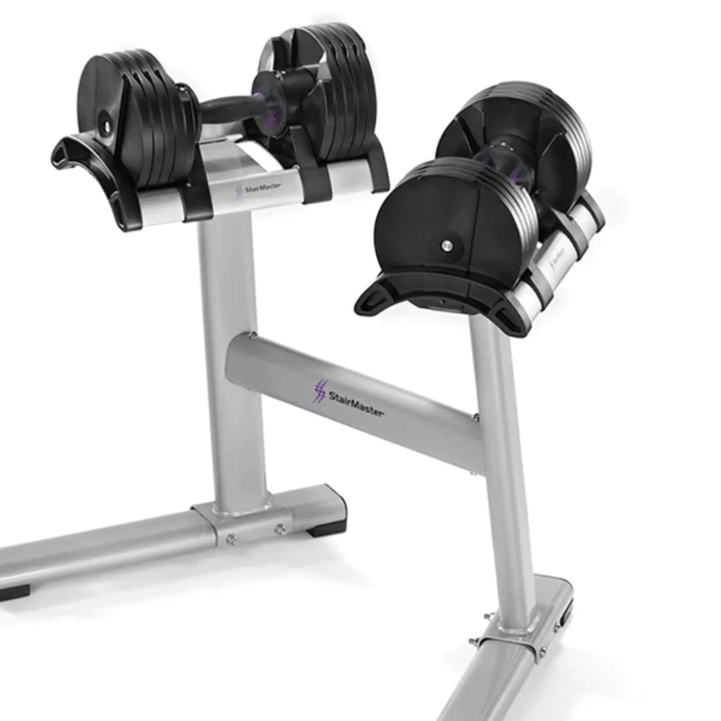 Stairmaster adjustable dumbbells with stand