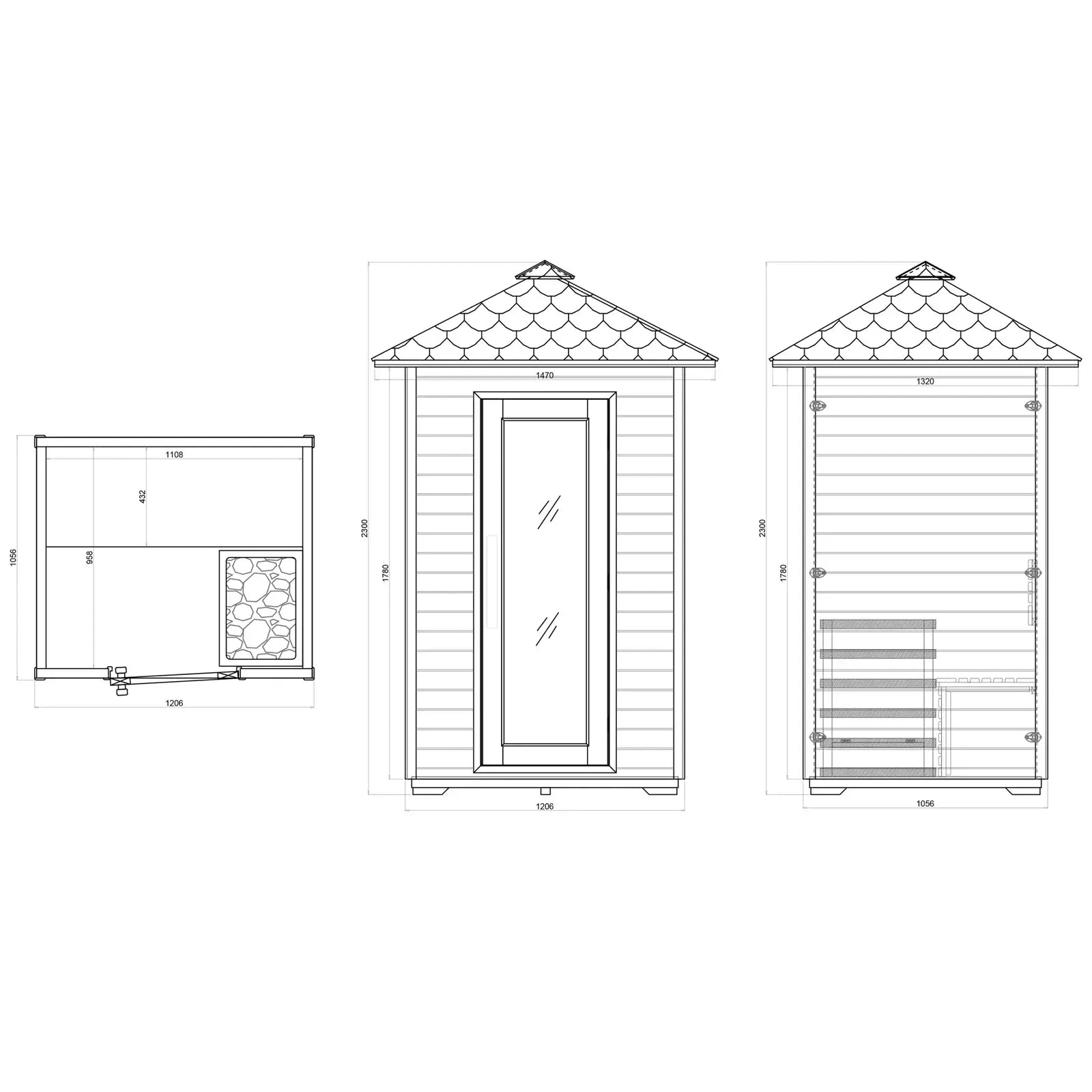 2 Person Outdoor Sauna House drawing