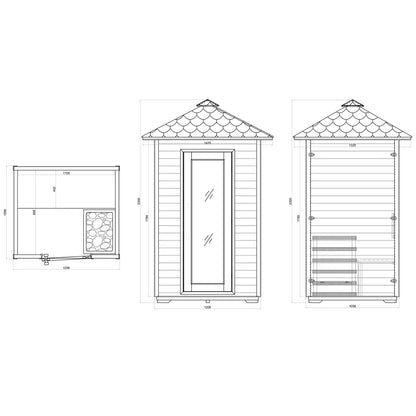 2 Person Outdoor Sauna House drawing