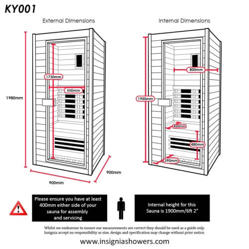 Insignia KY001 Infrared Indoor Sauna dimensions