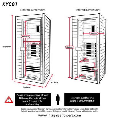 Insignia KY001 Infrared Indoor Sauna dimensions