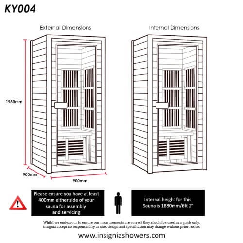 Luxury Insignia Infrared KY004 Indoor Sauna 1 Person dimensions